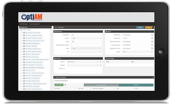 OptiAM Asset Manager Screen